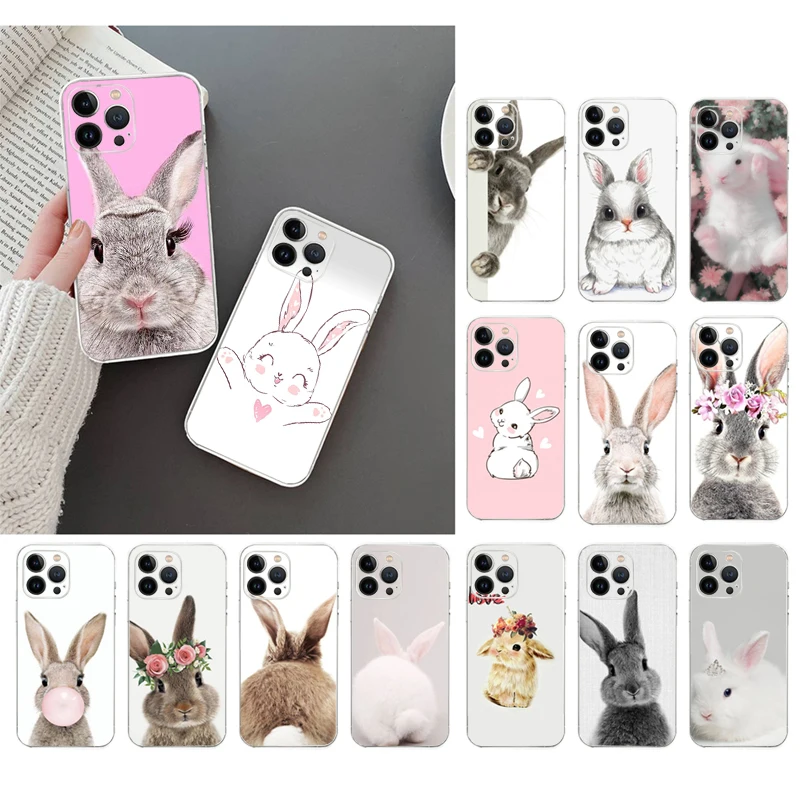 

Cartoon Cute Baby Rabbit Phone Case For iphone 14 13 12 11 Pro Max XS XR X 12mini 14 Plus 7 8 SE Mobile Phone Case Funda