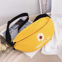 traveasy 2022 casual multi pocket waist packs womens zipper daisy embroidered design fashion ladies outdoor canvas travel bag