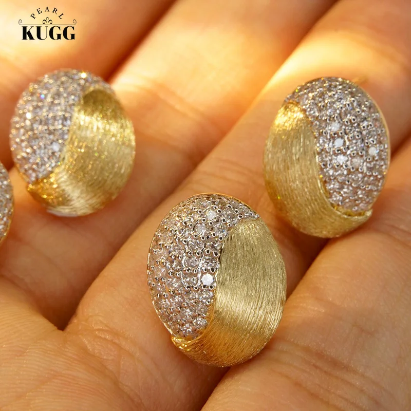 

KUGG 18K Yellow Gold Earrings Natural Diamonds 0.78carat Hong Kong Fashion Design Stud Earrings for Women Elegant Jewelry