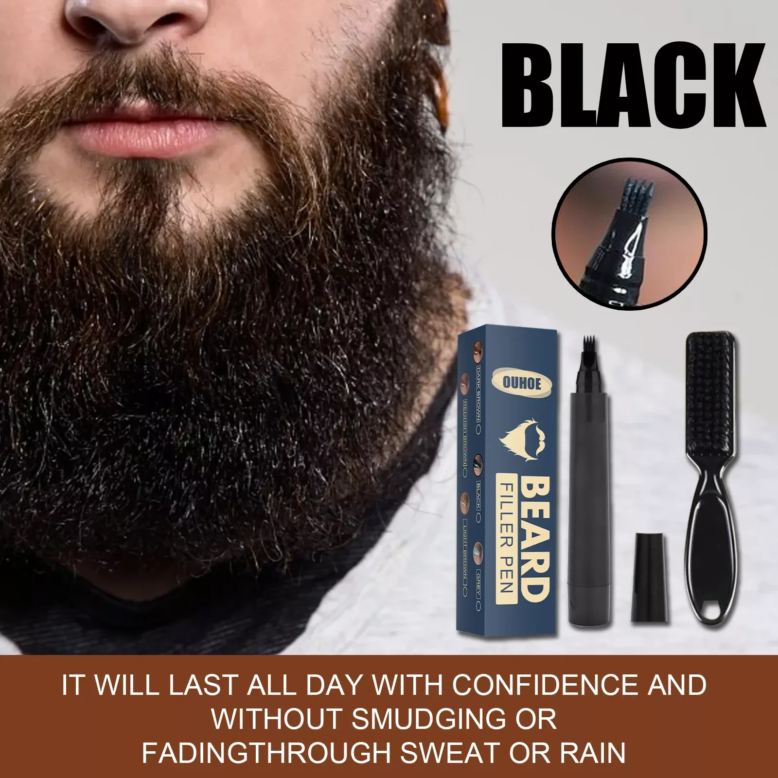 

NEW IN Pencil Filler Beard Filling Pen Kit Barber Pencil With Brush Salon Facial Hair Styling Beard Brush Male Mustache Repair