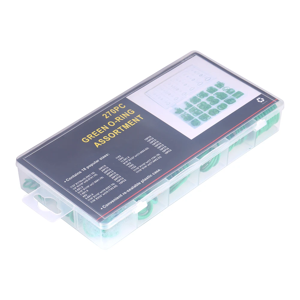 

18 Sizes 270pcs Car Truck Replacement Air Conditioning Green O Ring Tools