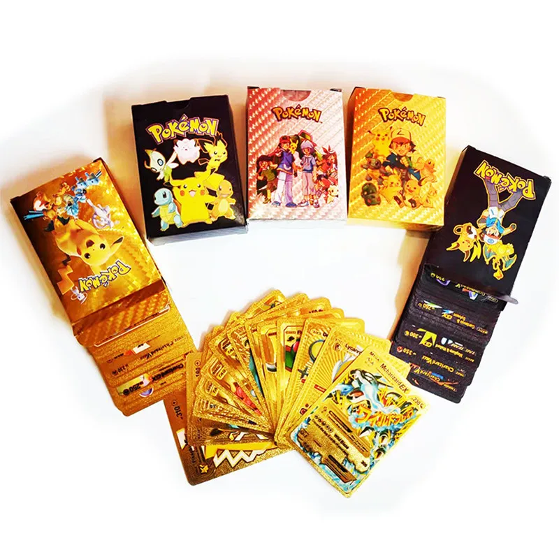 

55Pcs/Box French/English/Spanlish Pokemon Charizard Cards Metal Battle Trainer Energy Card Child Hobby Toys Birthday Gift