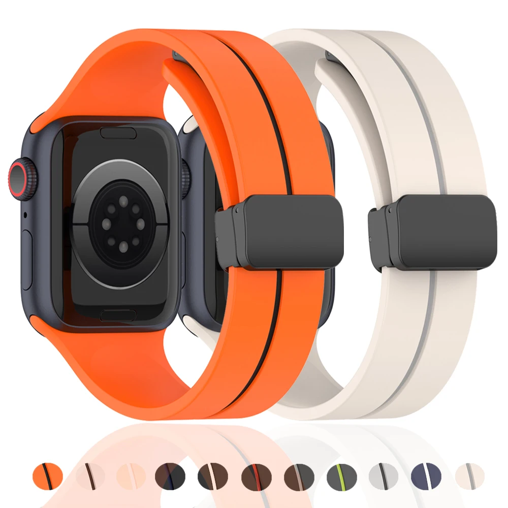 

Магнитный ремешок для Apple watch ultra band 44 мм 45 мм 49 мм 40 мм 41 мм 42 мм 38 мм 45 мм, силиконовый браслет для iWatch Series 7 8 se 6 5 4