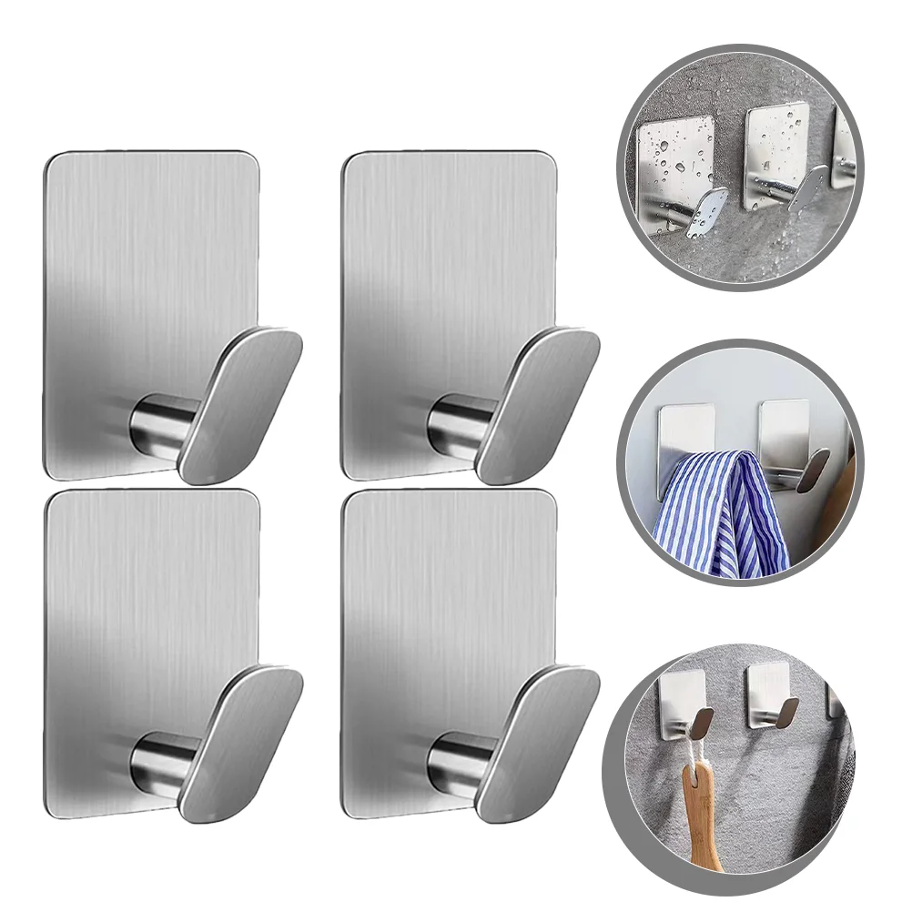 

4pcs Punch-free Wall Mount Hook Self-adhesive Wall Organizer Hook Versatile Kitchen Bathroom Wall Hook