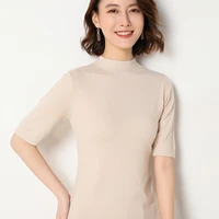 spring summer new short sleeve cashmere sweater womens loose half turtleneck knit bottoming shirt female pullover tops
