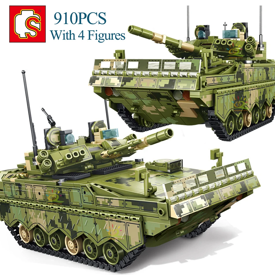 

SEMBO 910Pcs WW2 Army Soldier Infantry Fighting Vehicle Tank Building Blocks Military Tracked Tank Figures Bricks Toys Children