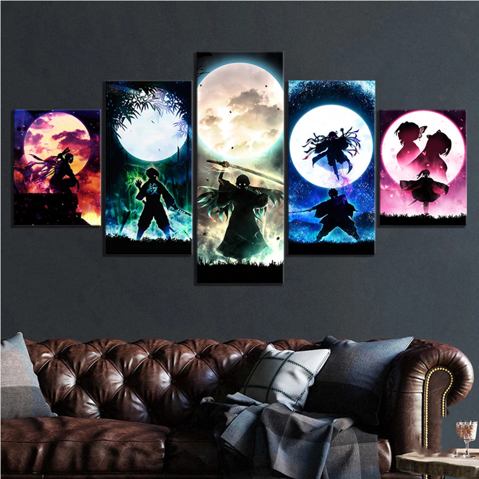 

5 Pcs set Diy Diamond Painting Demon Slayer Kimetsu No Yaiba Mosaic full Diamond Embroidery Cross Stitch Kits Home Decor D54