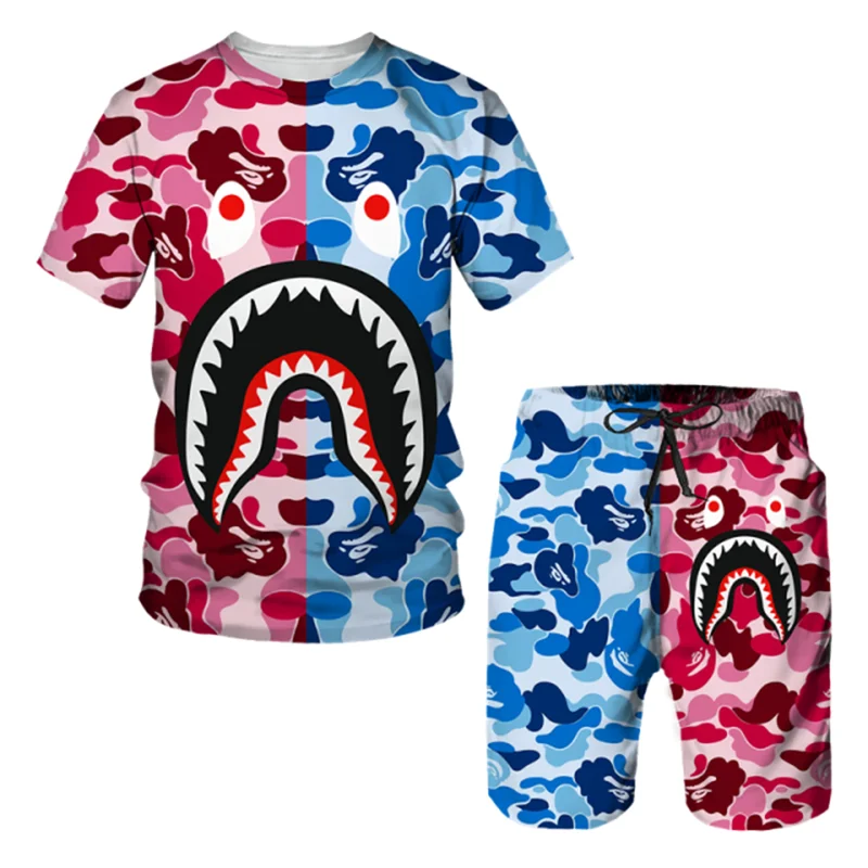Мужской спортивный костюм одежда хип-хоп футболки шорты комплекты из двух