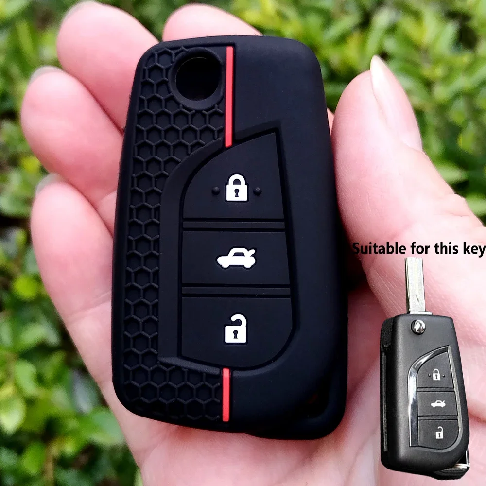 

Новые стили, силиконовый чехол для ключей от автомобиля, чехол для Toyota Hilux Corolla Avensis Prado Fortuner RAV4 CHR, аксессуары с 3 кнопками