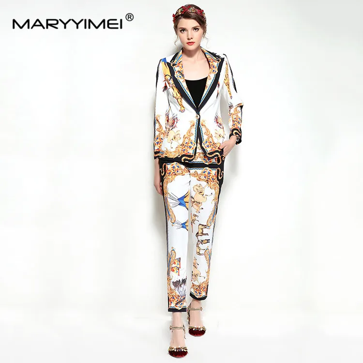 Женский костюм MARYYIMEI из двух предметов с винтажным принтом