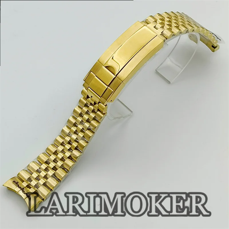 MOKER 904L Jubilee Middle Gold Two Tone Wrist Watch Strap Bracelet Solid Screw Links Curved End 20mm Band Accessory