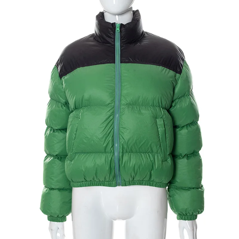 2022 Winter New Women's Down Jacket Slim Color Contrast Trend Short Warm Cotton Padded Jacket Supports Wholesale