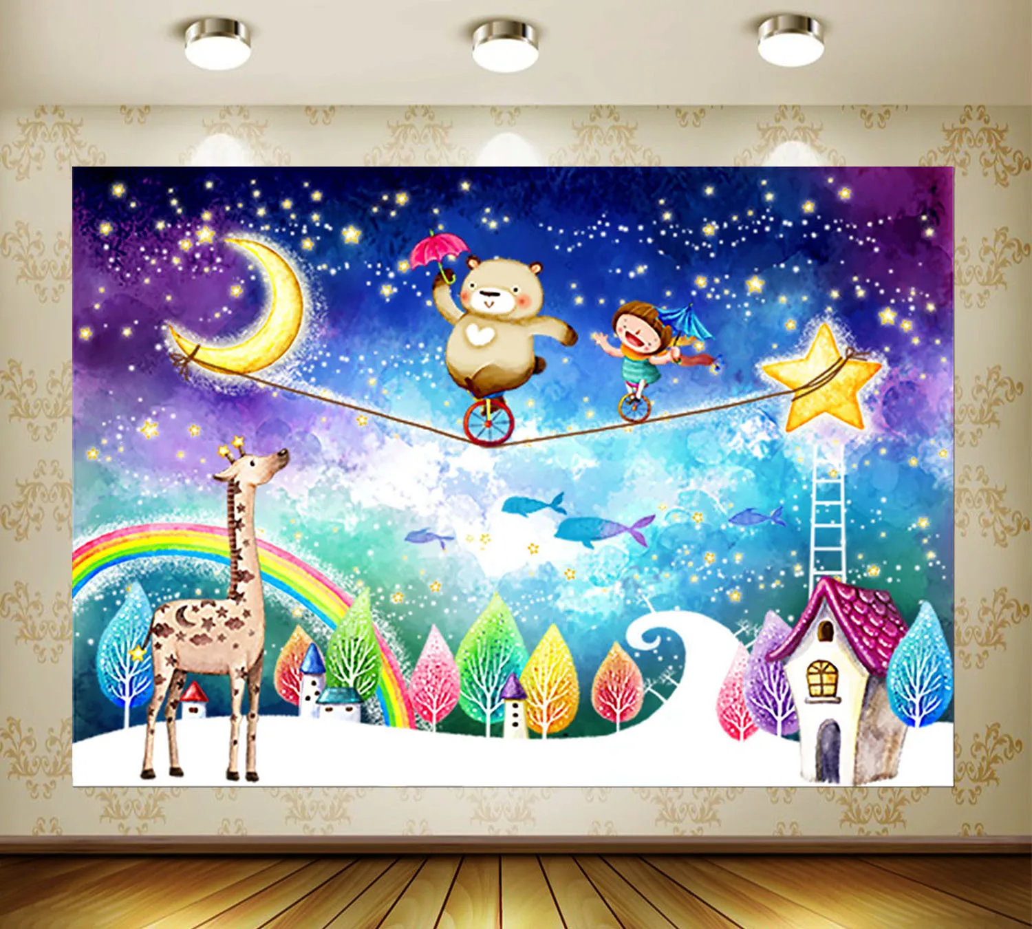 

Мерцающие Звезды Золотая Луна Новорожденный ребенок душ фото фон картина цирковое шоу Дети День Рождения Вечеринка декор домашнего стола