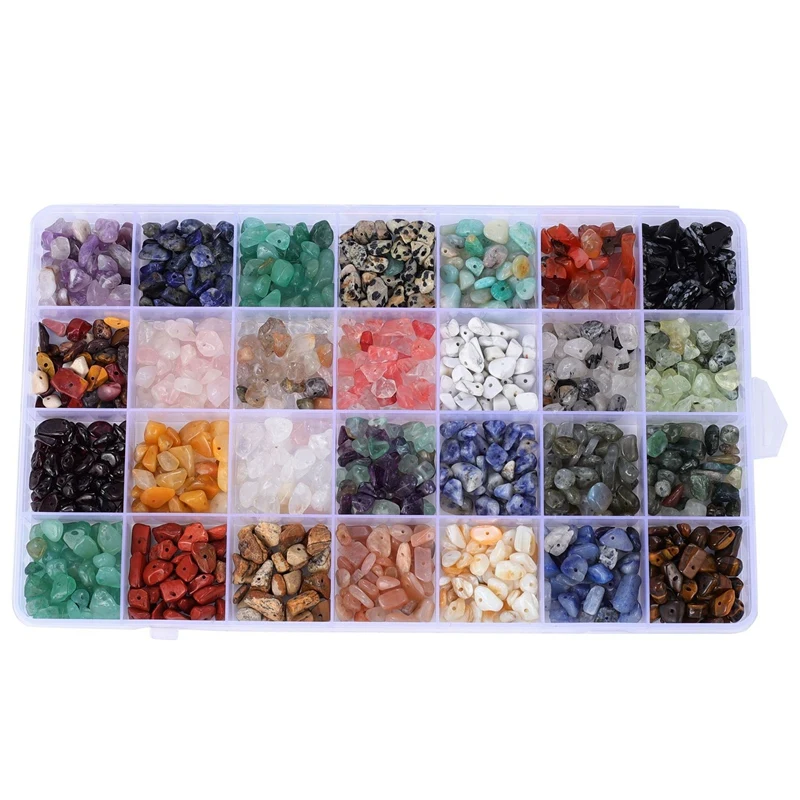 

Crystal Beads Bulk For Jewelry Making, 28 Colors Natural Gemstone Chips Kit Irregular Stones For Bracelet, Necklace