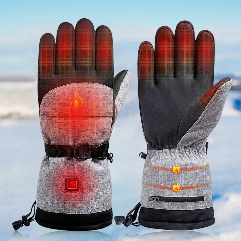 

Перчатки с подогревом для пеших прогулок, лыж, теплые электрические перчатки с подогревом для холодной погоды, Нескользящие водонепроницаемые перезаряжаемые для мужчин и женщин, 1 пара