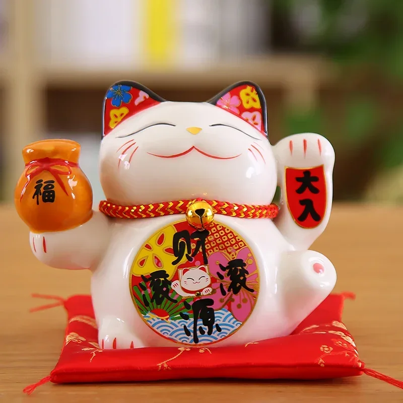 5-дюймовый орнамент Maneki Neko Lucky Cat керамическая статуя кота удачи домашний