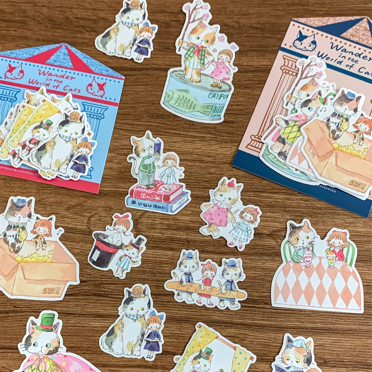 Фото Декоративная лента Zzoton Studio Vintage Wander In The World Of Cats Washi PET для планировщиков, изготовления открыток, скрапбукинга и DIY-проектов №2