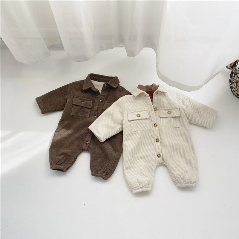 

Toddler Warm Jumpsuit Babies Thermal Bodysuits Baby Body Warmer Infant Boy Girl Corduroy Overalls Newborn Winter Onesie Clothes
