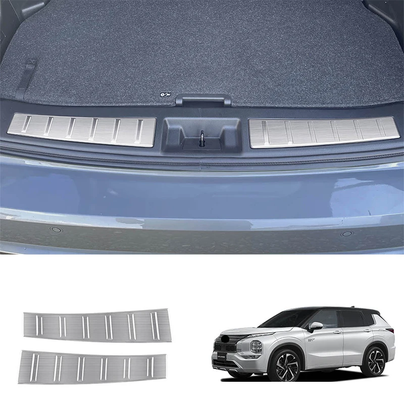 

Car modified For Mitsubishi Outlander 2022 2023 Stainless steel silver Black Rear Trunk Inside Bumper Protector cover sill guard