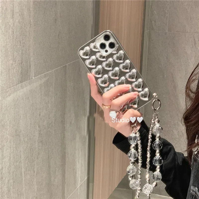 Роскошный чехол для телефона с ремешком через плечо ожерелье металлическая