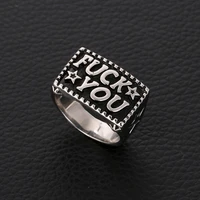 gothic style english alphabet mens stainless steel ring retro steampunk hip hop rock motorcycle rider jewelry wholesale