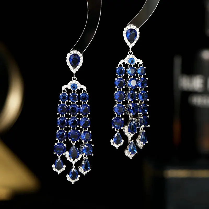 

Роскошные Изящные серьги светильник для женщин, свадебное платье, длинные серьги капля воды кисточка, подарок на день рождения