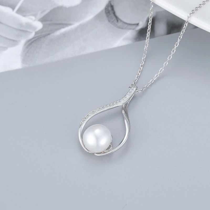 

Genuine 925 Sterling Silver Women Necklaces Fashion Pearl Pendant Necklace For Women Girl Party Silver 925 Fine Jewelry Gifts