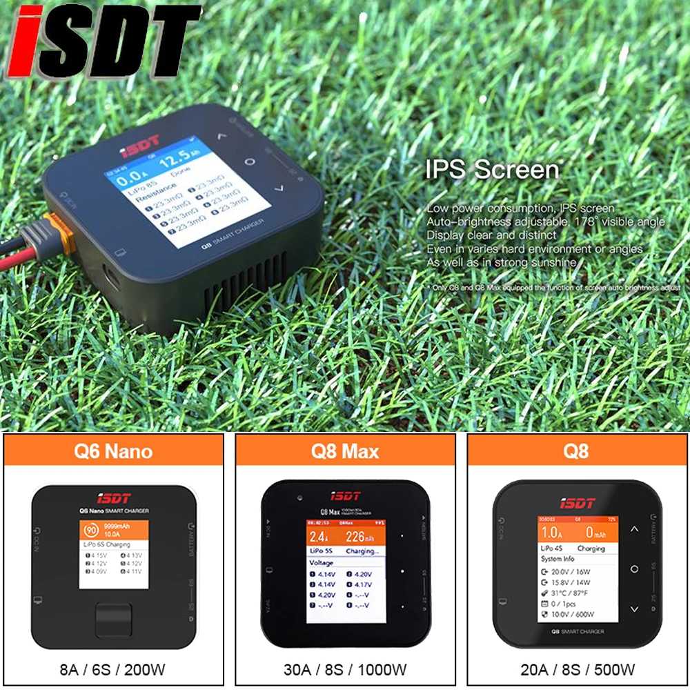 ISDT Q6 Nano 200 Вт/Q8 Lite 500 Вт/Q8 Макс 1000 Вт 1-6S/2-8S зарядное устройство для батареи Lipo высокой мощности для радиоуправляемого автомобиля FPV дрона игрушки