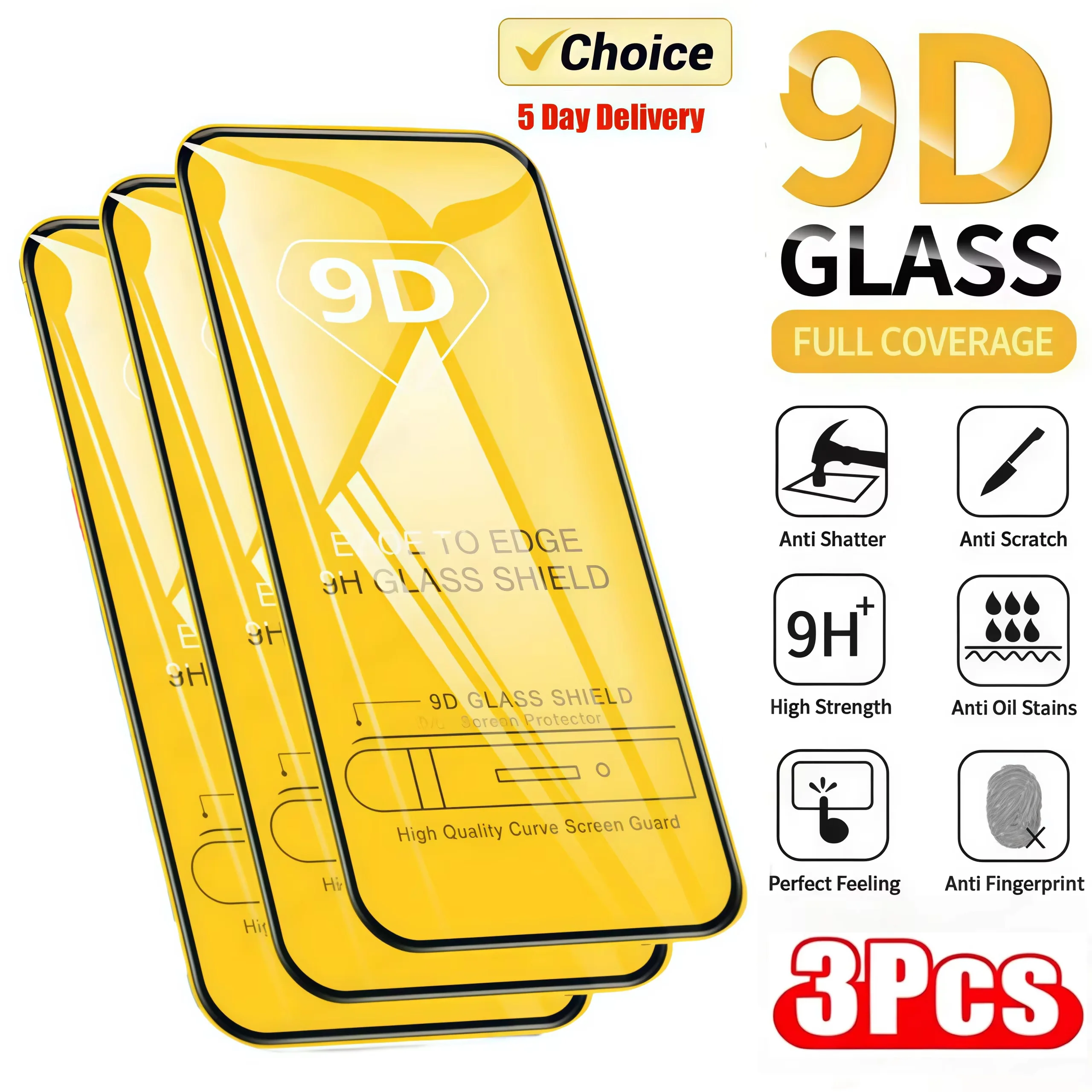 Фото Защитное стекло из закаленного стекла для iPhone 18 17 16 15 14 13 12 11 Pro Max Mini Air 16e 7 8 Plus X XS XR SE 9D №1