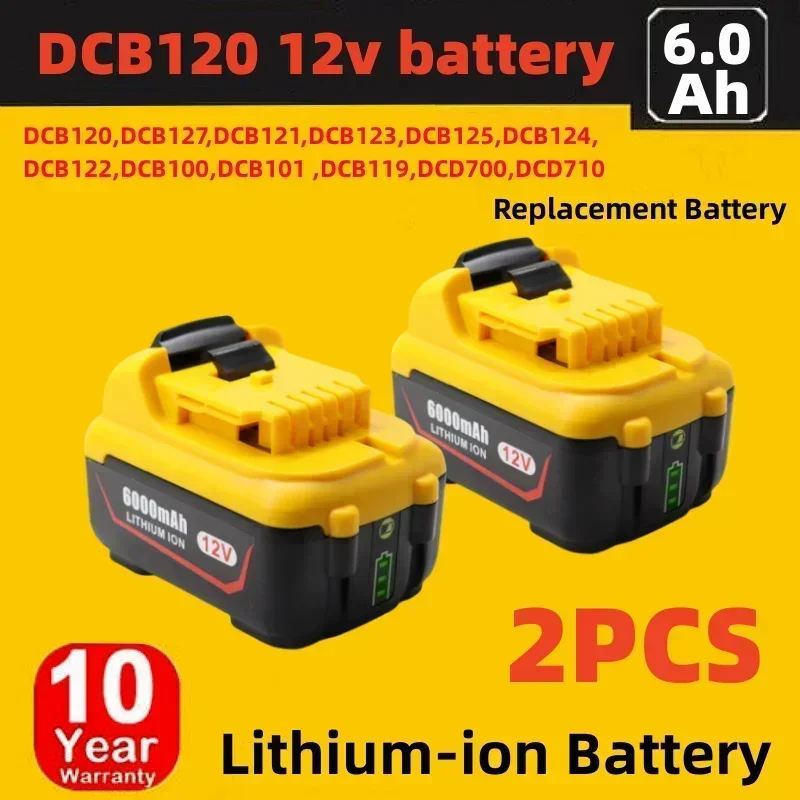 Новый аккумулятор DCB120 для Dewalt 12 В 6000 мАч аккумуляторная батарея DCB127 DCB121 DCB119