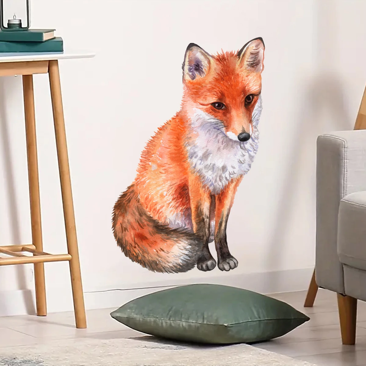 1 шт. акварельные милые наклейки на стену с рисунком лисы для детской комнаты