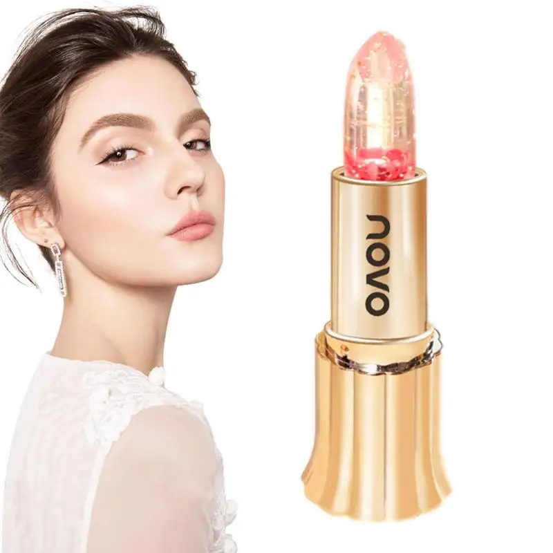 

Flower Jelly Color Changing Lipstick Long Lasting Flower Moisturizing Lip Stick Nourishing Temperature Color Change Lip Gloss