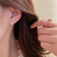 cute bunny ears stud earrings for women 2022 korean fashion exquisite opal cubic zirconia cartilage earrings girl party jewelry