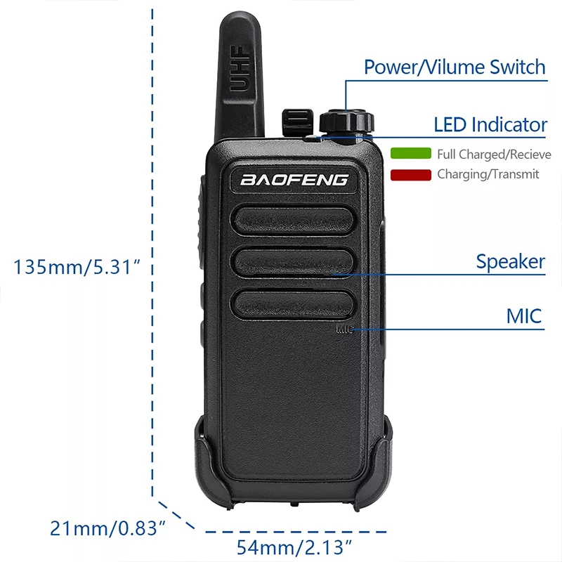 2pcs BF-R5 Baofeng Mini Walkie Talkie Fast Charger Portable Radio Set two way radio for Hunting Hiking Hotel Restaurant