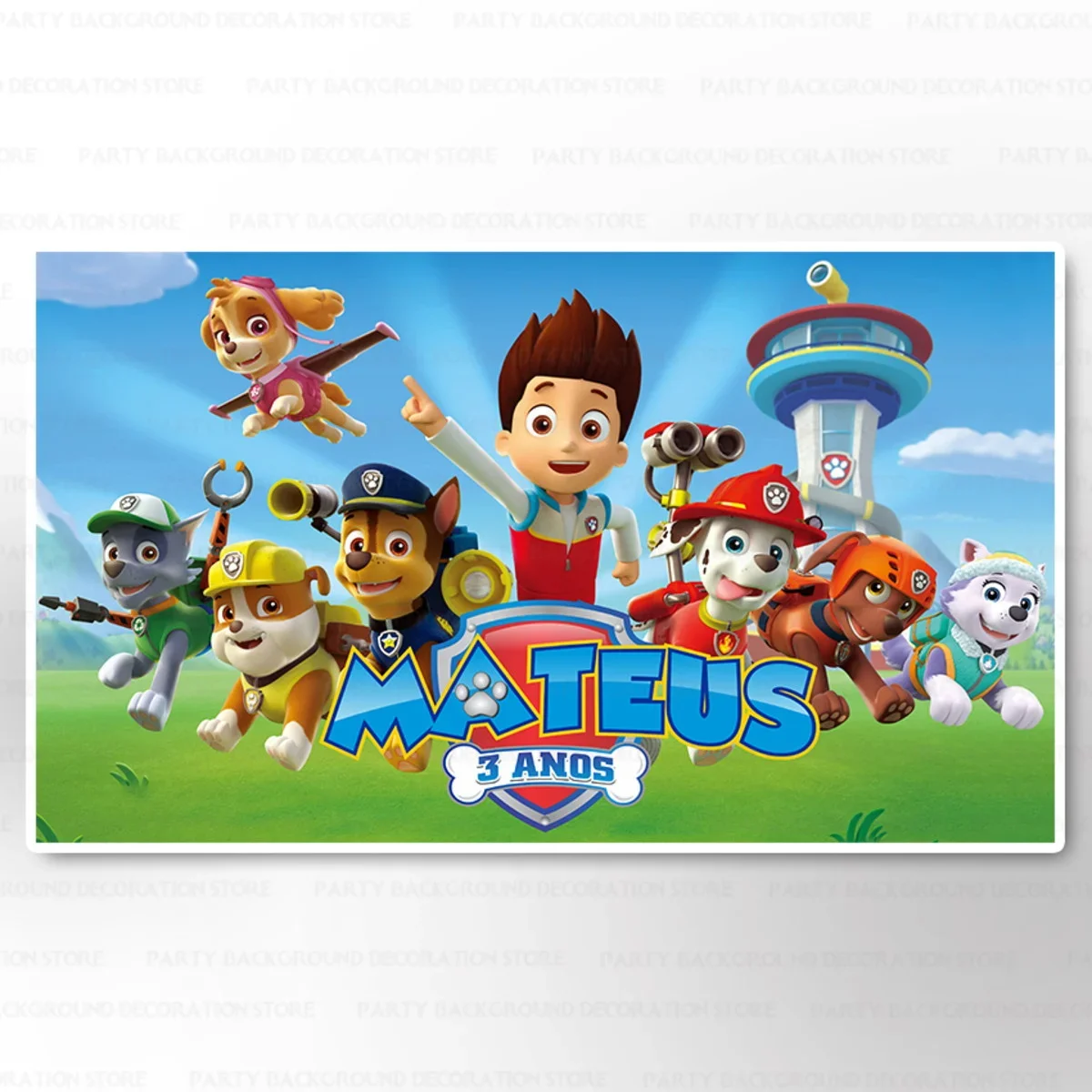 Фон для фотосъемки с изображением голубого неба из мультфильма Щенячий патруль