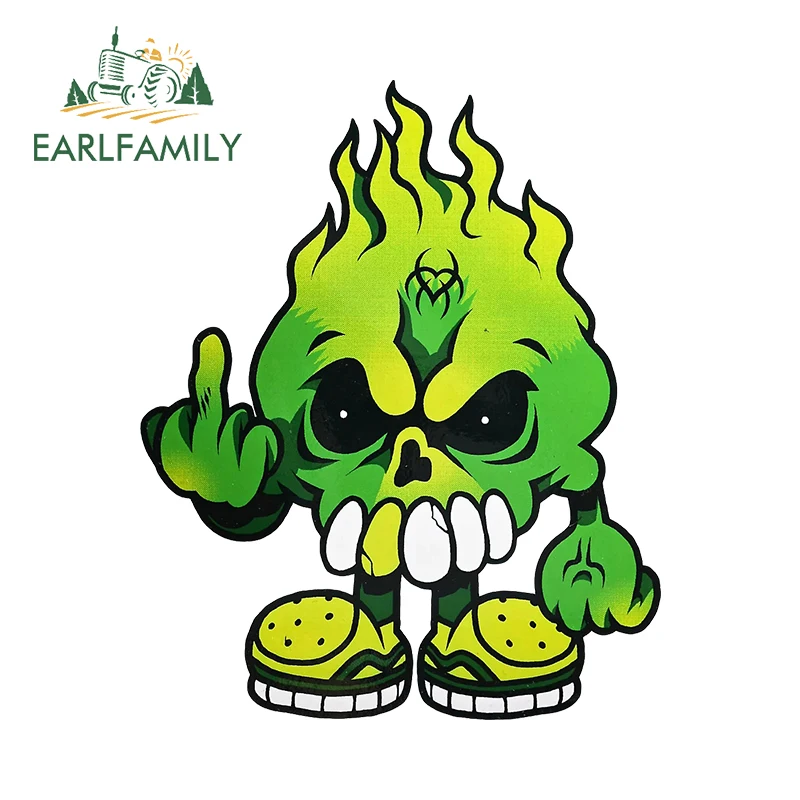 EARLFAMILY 13 см x 10 6 креативное украшение в стиле хаззи Череп зеленое пламя панк