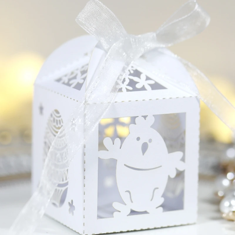 20 шт. бумажная новая Пасхальная коробка конфет полые яйца цыпленка Кролик Форма