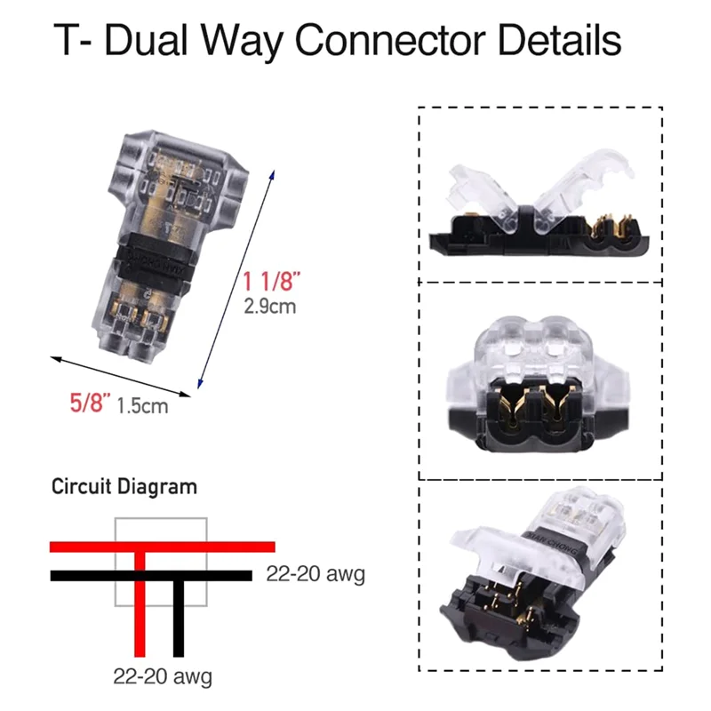 Разъемы для проводов-низковольтный Т-образный проводной разъем 3-ходовой