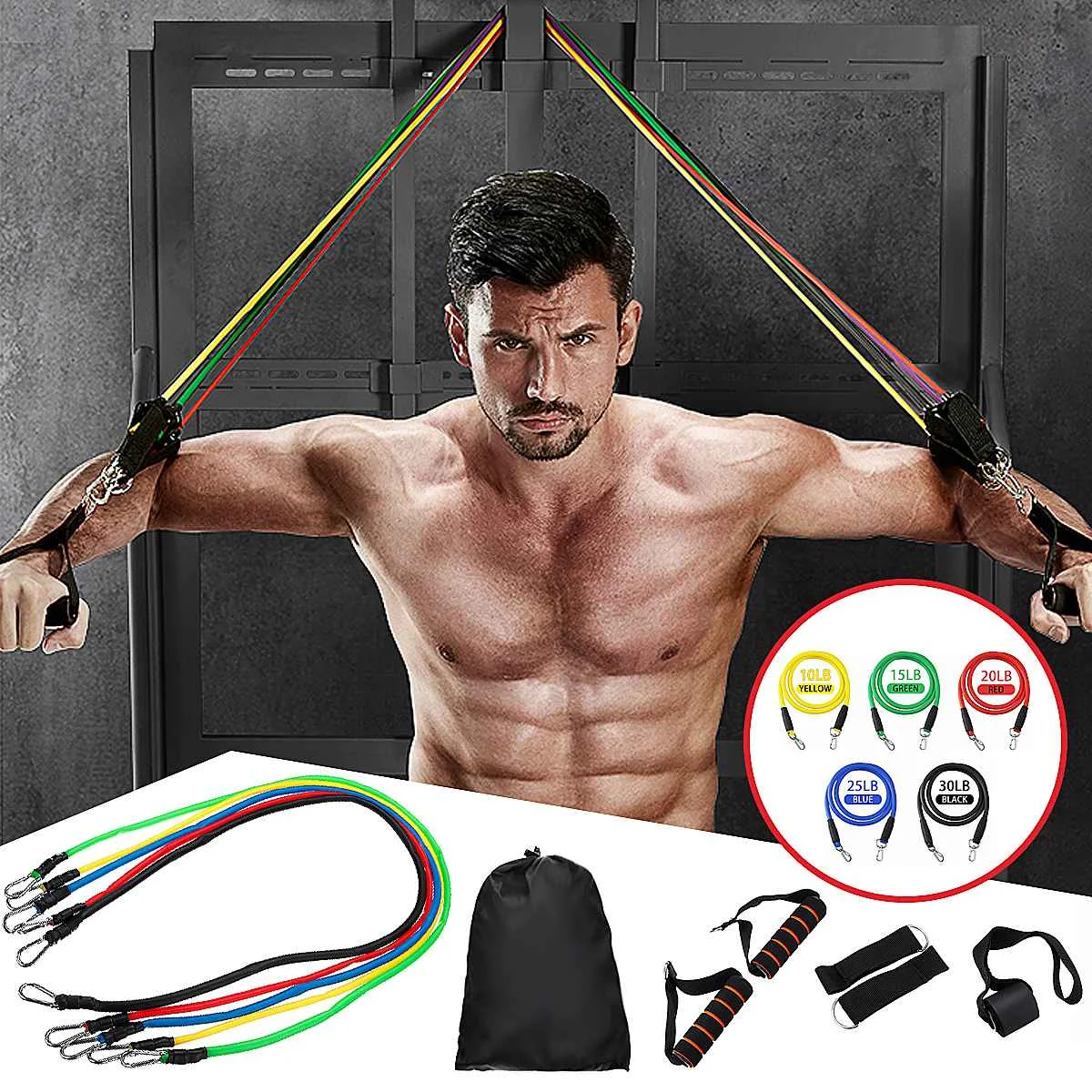 

11 PCS/Set Resistance Bands Yoga Fitness Tubes Exercise Workout Training Rubber Pull String for Home Fitness Exercise Tools