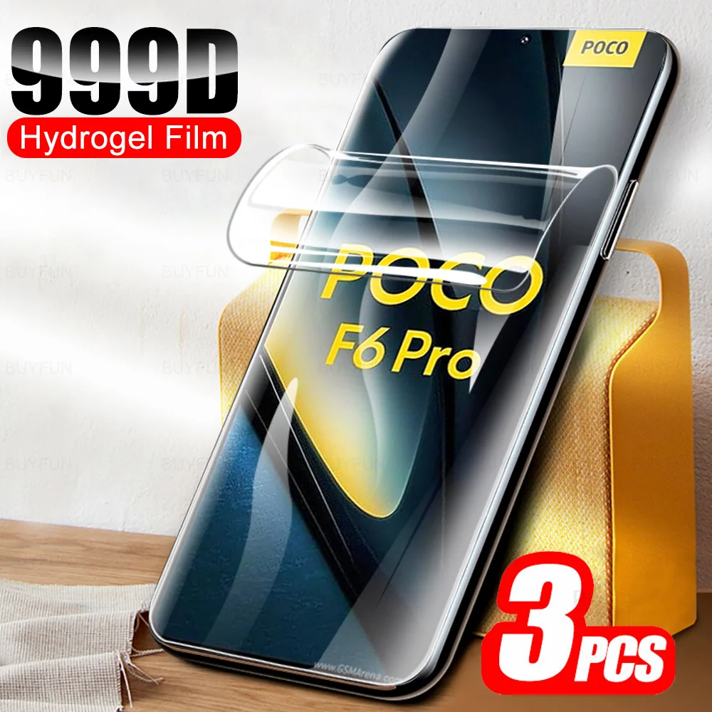 Гидрогелевая пленка с полным покрытием для Xiaomi Poco F6 Pro 5G 3 шт. защитная экрана Little