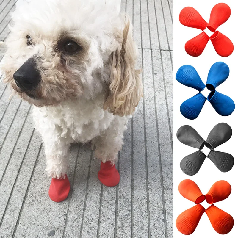 

Balloon Shoe Color Non Puppy Slip Candy Pets Covers Cats Outdoor Antibacterial Dog Rubber Rain Waterproof Boots Shoes