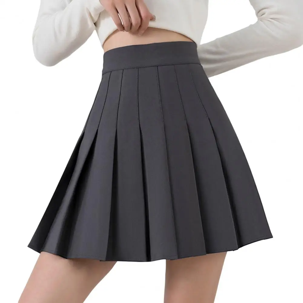 

Sweet Pleated Skirt Youthful Women Mini Skirt Above Knee Length A-line Students Summer Skirt Dress-up