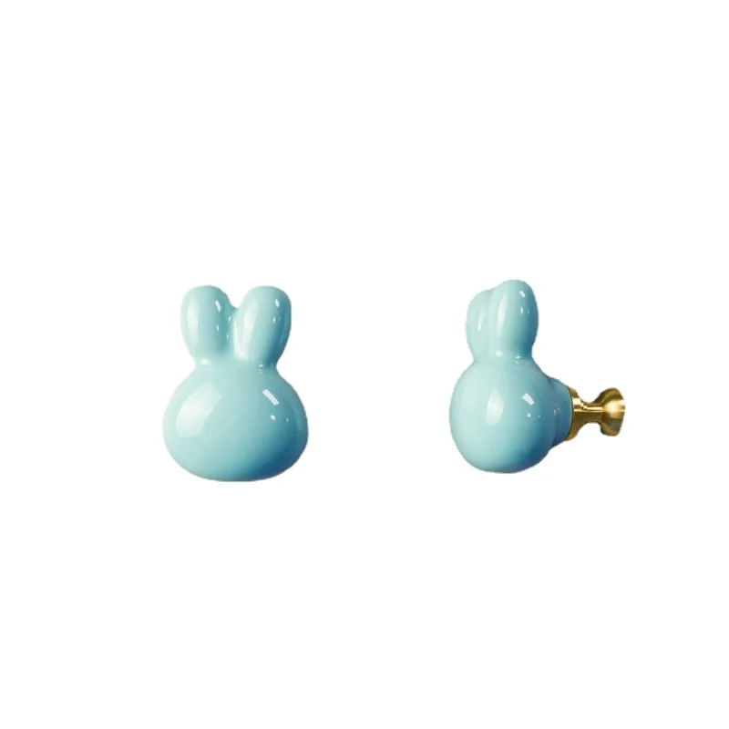 

House accessories Cabinet door white cute cartoon cabinet drawer handle colorful ceramic handle