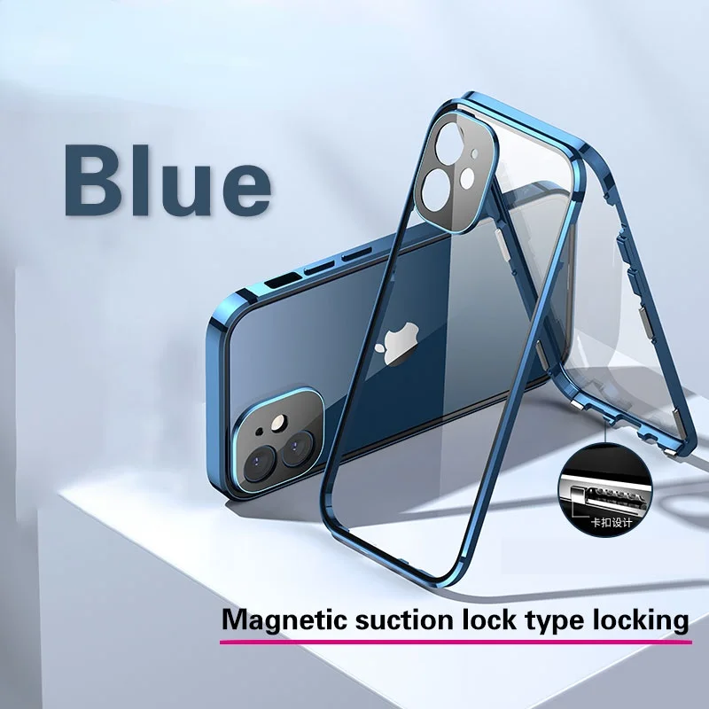 

Custodia per IPhone 13 Pro MAX. Copertura di protezione completa. Custodia per telefono in vetro metallico ad adsorbimento