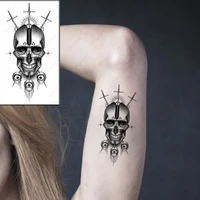 cross sword tattoo stickers black skull big eye patterns for women men fake tattoos temporary body makeup waterproof art