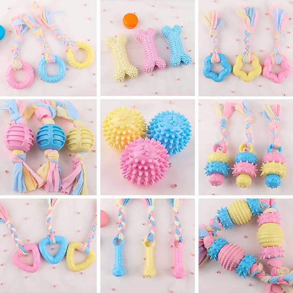 

1PC Pet Dog Toys TPR Cotton Rope Molar Stick Clean Tooth Chewing Toy Bite Resistant for Small Dogs Training Interactive Supplies