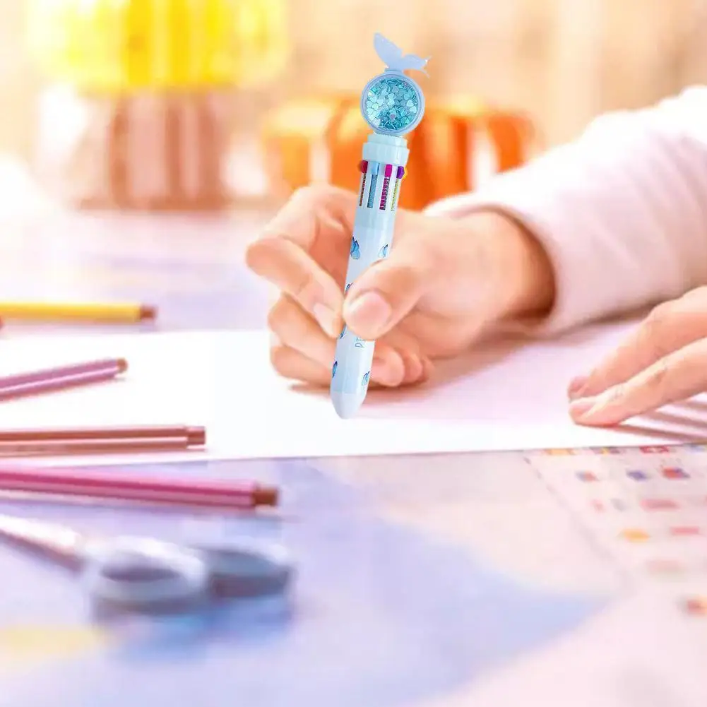 

1pc 10 Colors Ballpoint Pen Cartoon Butterflies Pen Girl Sequins Pen Pens Supply Gift Multiple School Stationery Color Quic R5h3