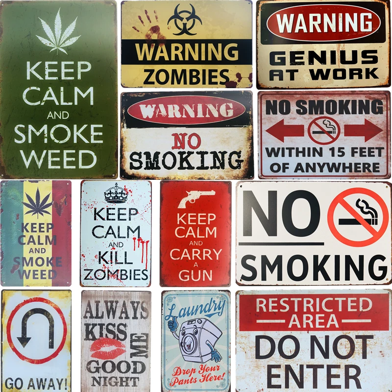

Keep Calm and Smoke Weed Metal Tin Plate Sign Wall Room Man Cave Decoration Art Poster