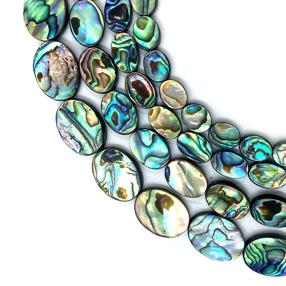 

Natural Abalone Shell Oval Loose Beads Egg-shaped Abalone Shell Beads for Jewelry Making DIY Necklace Bracelet Earring Accessory