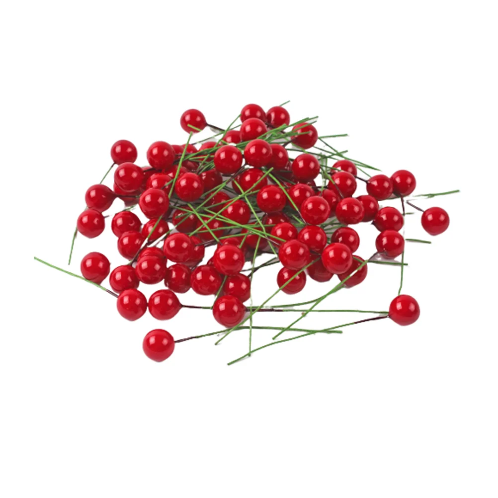 

DIY Artificial Holly Christmas Red Craft Berry Stems Holiday Crafts Home Decor 100PCS